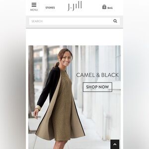 J. Jill Medium 2 Piece Sleeveless Dress Long Line Sweater Black Tan Check Ponte